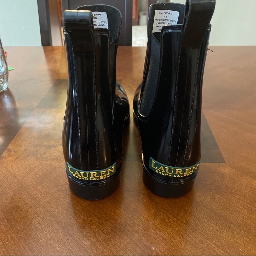 Lauren Ralph Lauren Womens Tally Bo Rain Chelsea Boots Black Pull On 10B